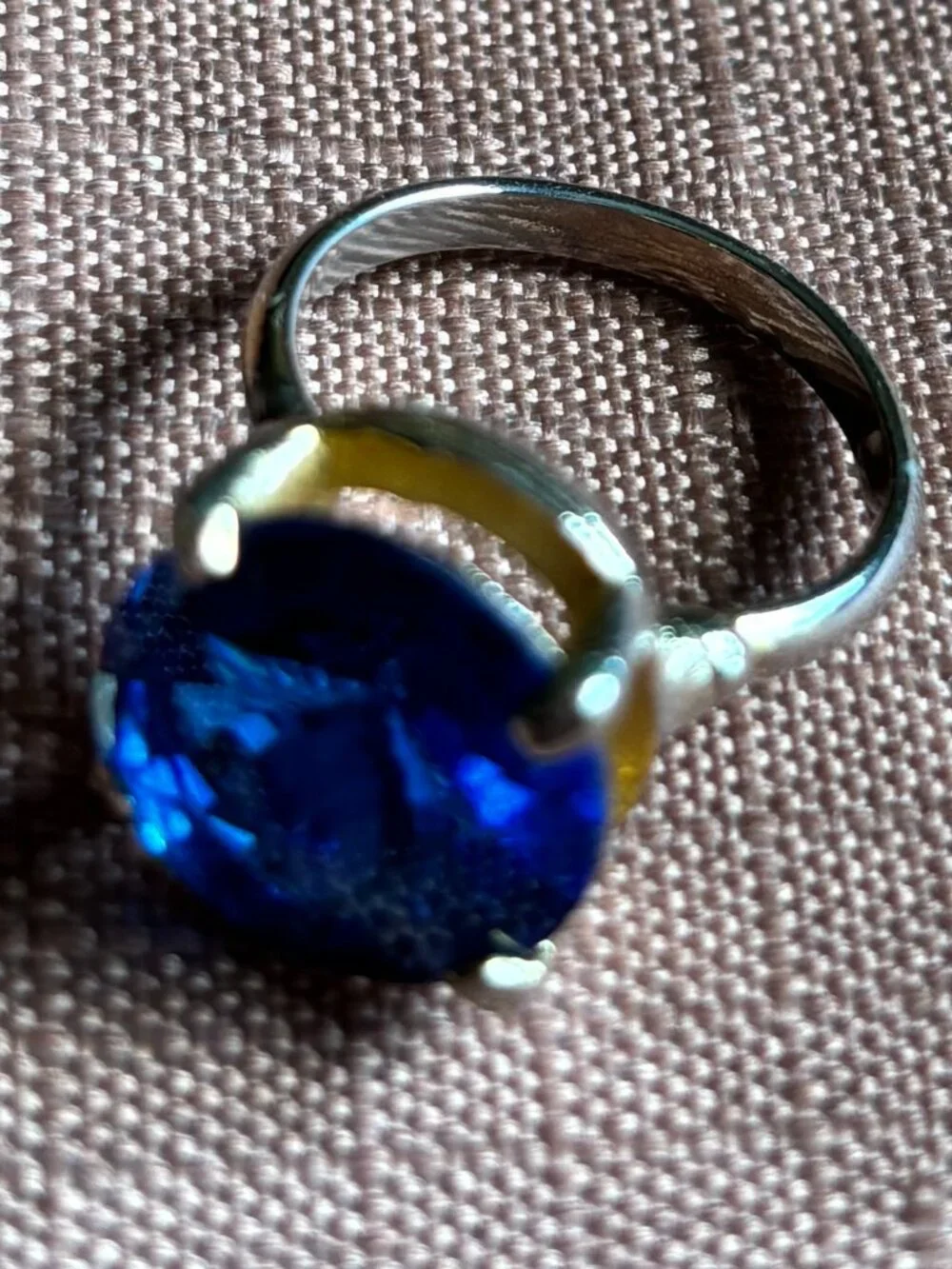 Vintage 1960s Oversized Blue Rhinestone Prong Set Statement Ring